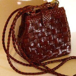 GEM EBERLE , vintage  bucket ,woven brown leather